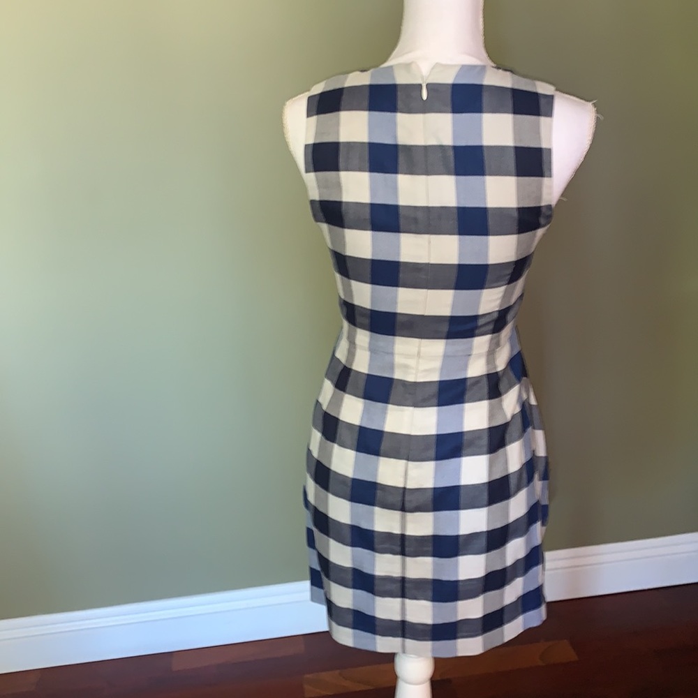 Blue and White Checkered Sleeveless Dress - Picture 4 of 10